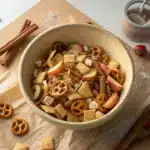 caramel apple snack mix in a large bowl
