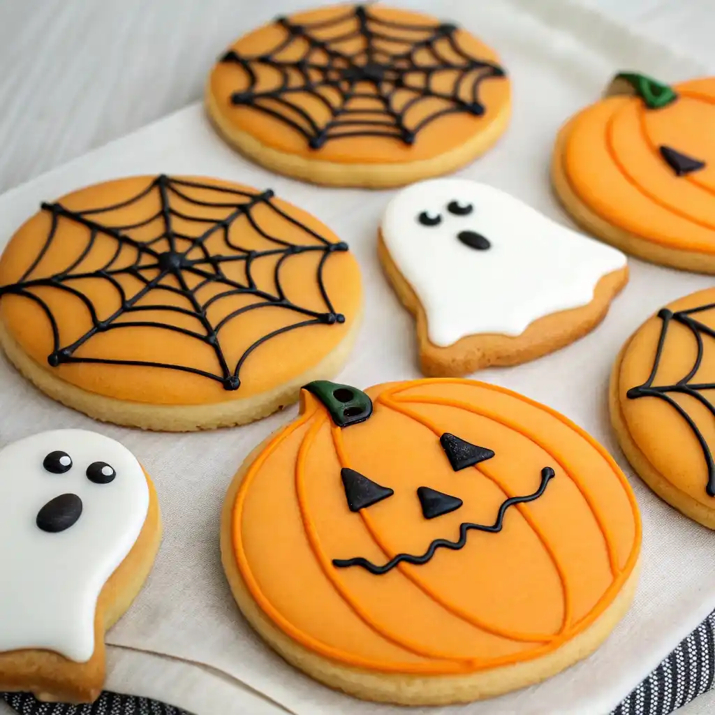 Decorating Halloween cut-out cookies with royal icing