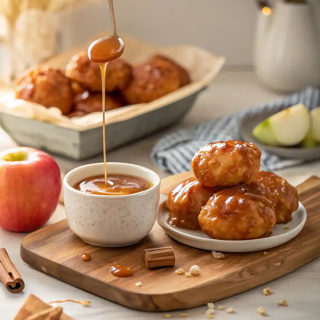 Apple fritter dipped in maple glaze