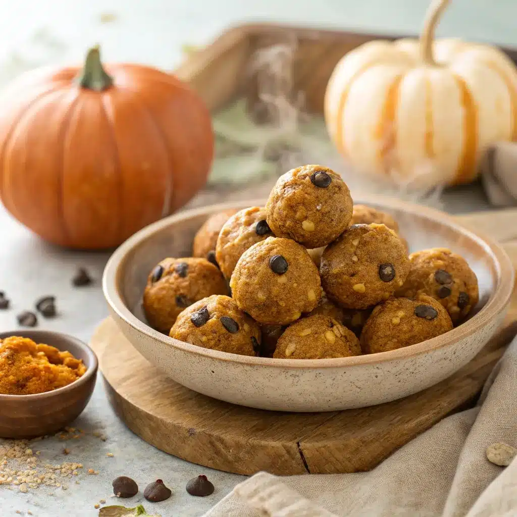 Halloween Pumpkin Protein Balls healthy no bake snack