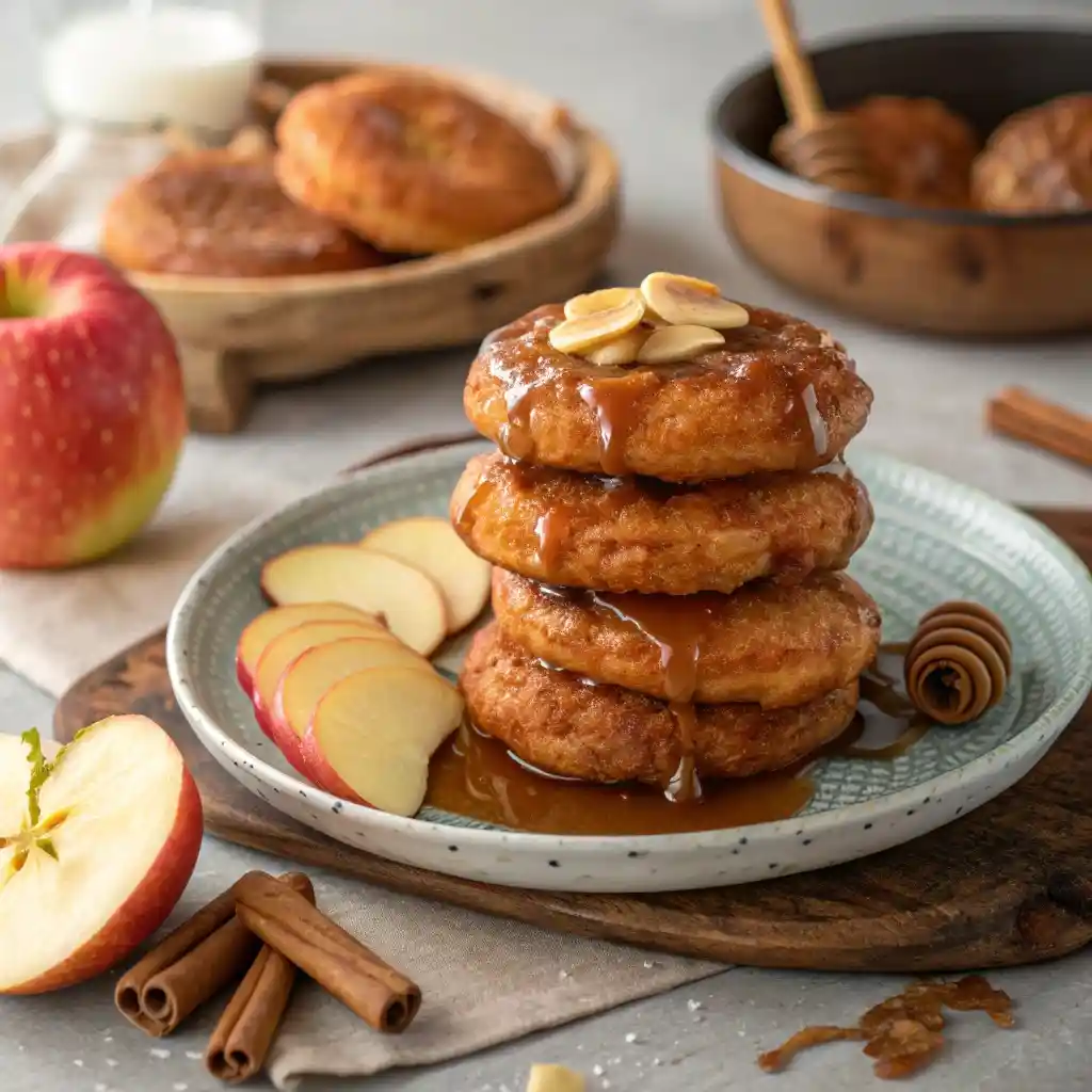 Maple Honeycrisp Apple Fritters served with maple glaze