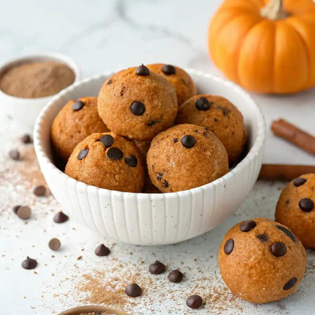 Serving bowl of Halloween Pumpkin Protein Balls