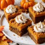 Serving sweet potato bars with cinnamon whipped cream