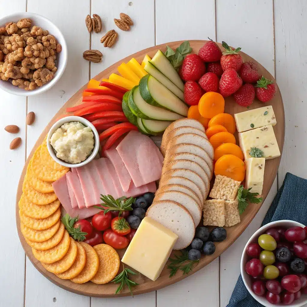 Thanksgiving Dinner Charcuterie Board ingredients flat lay