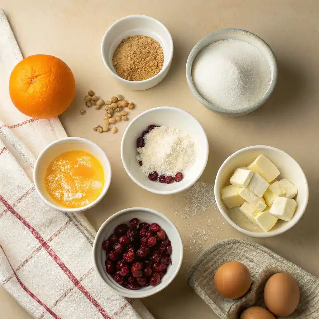 butter flour powdered sugar dried cranberries orange vanilla measured for shortbread bars