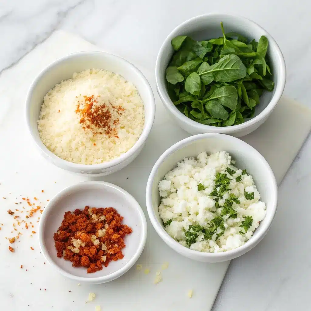 Parmesan, basil, red pepper flakes, and cottage cheese blend for High Protein Creamy Lasagna Soup