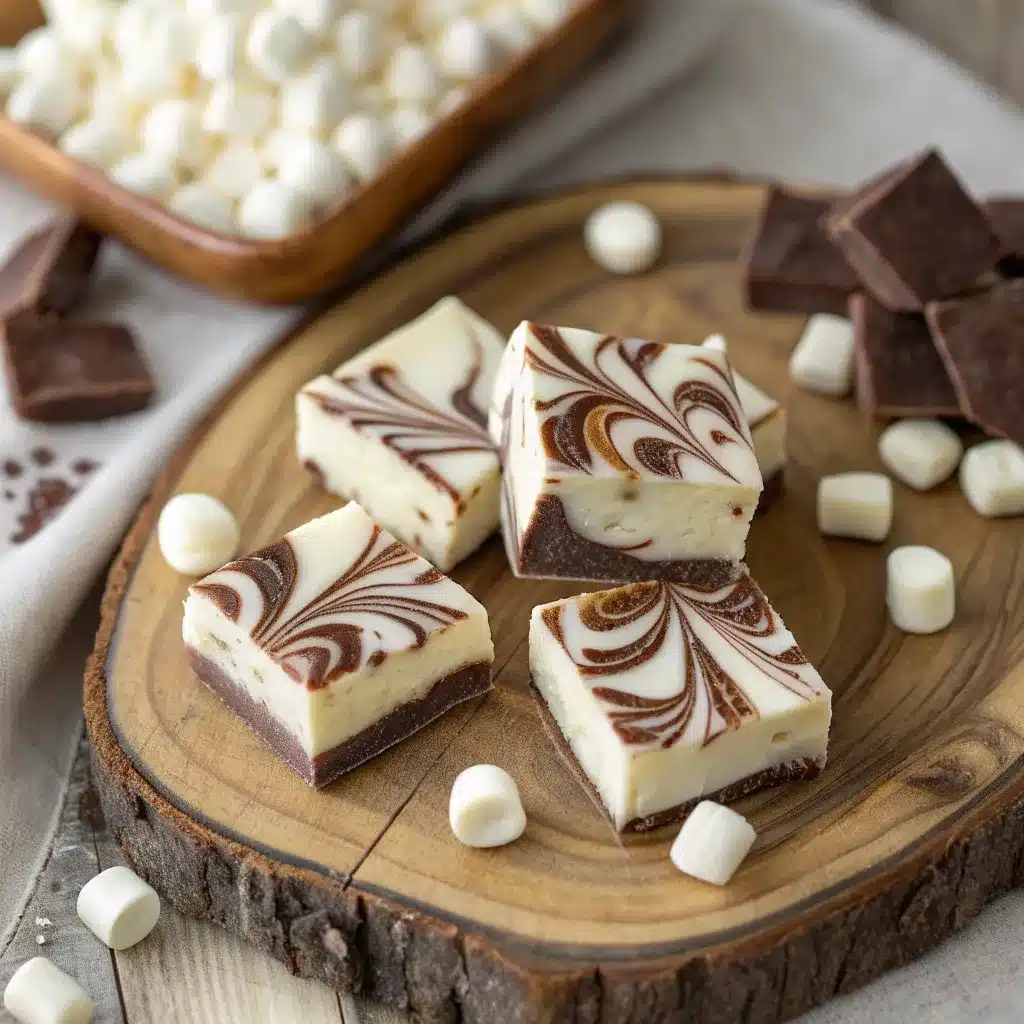 No bake marshmallow swirl fudge with chocolate drizzle