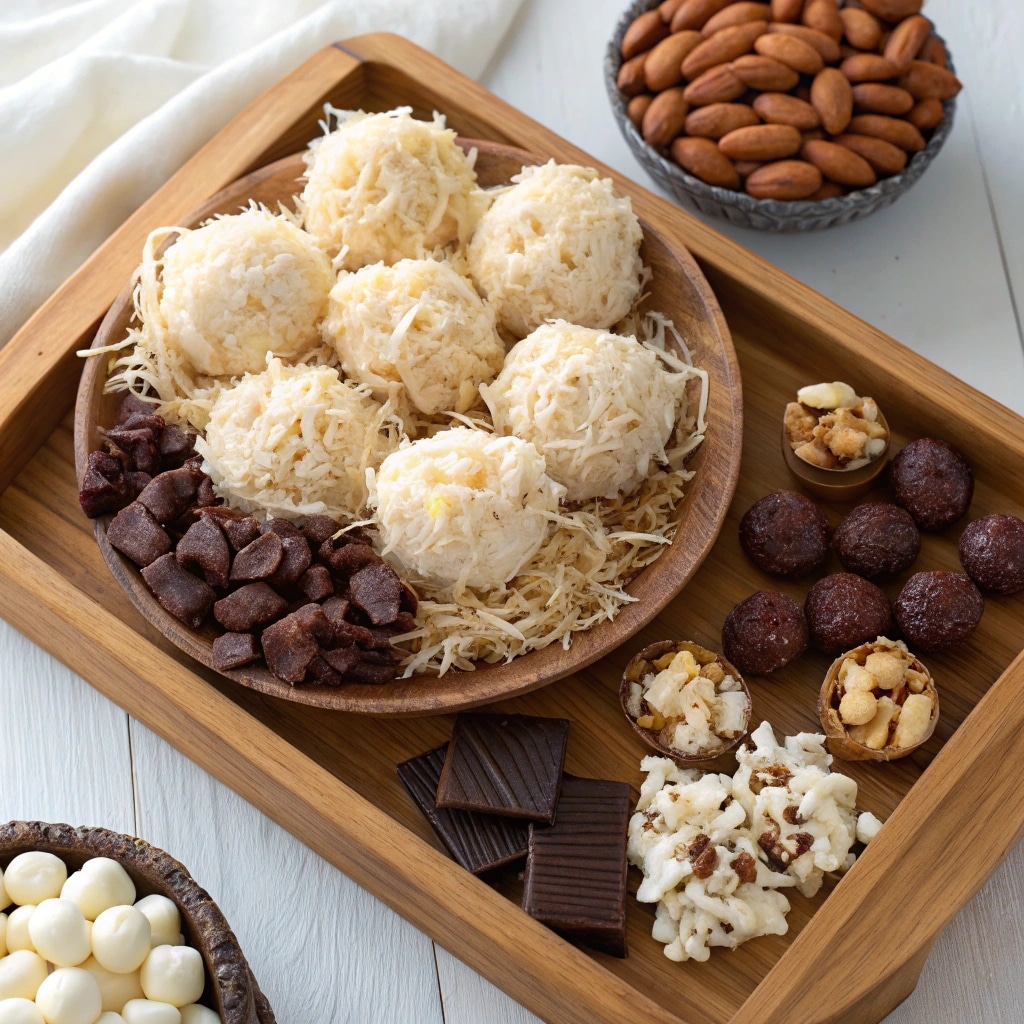 white chocolate haystacks on a holiday dessert board