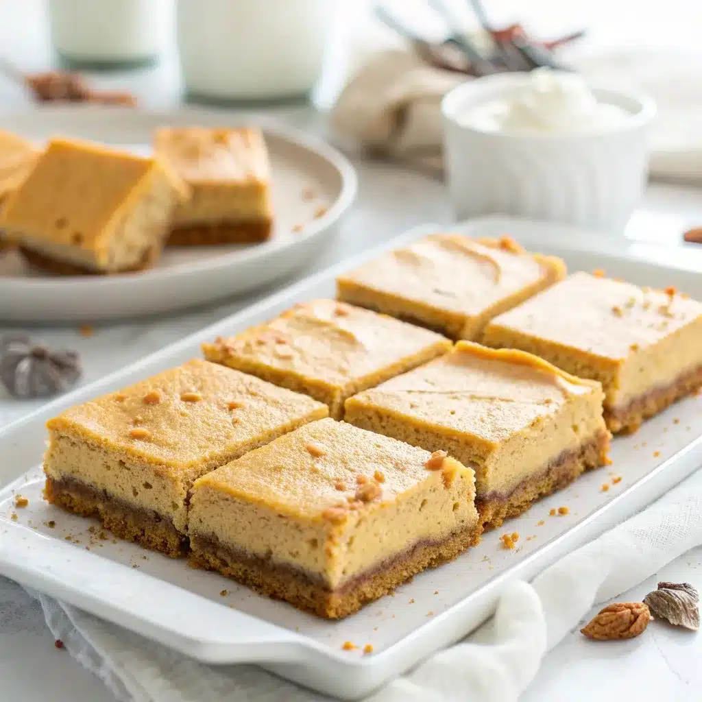 Pumpkin cheesecake bars made without sour cream