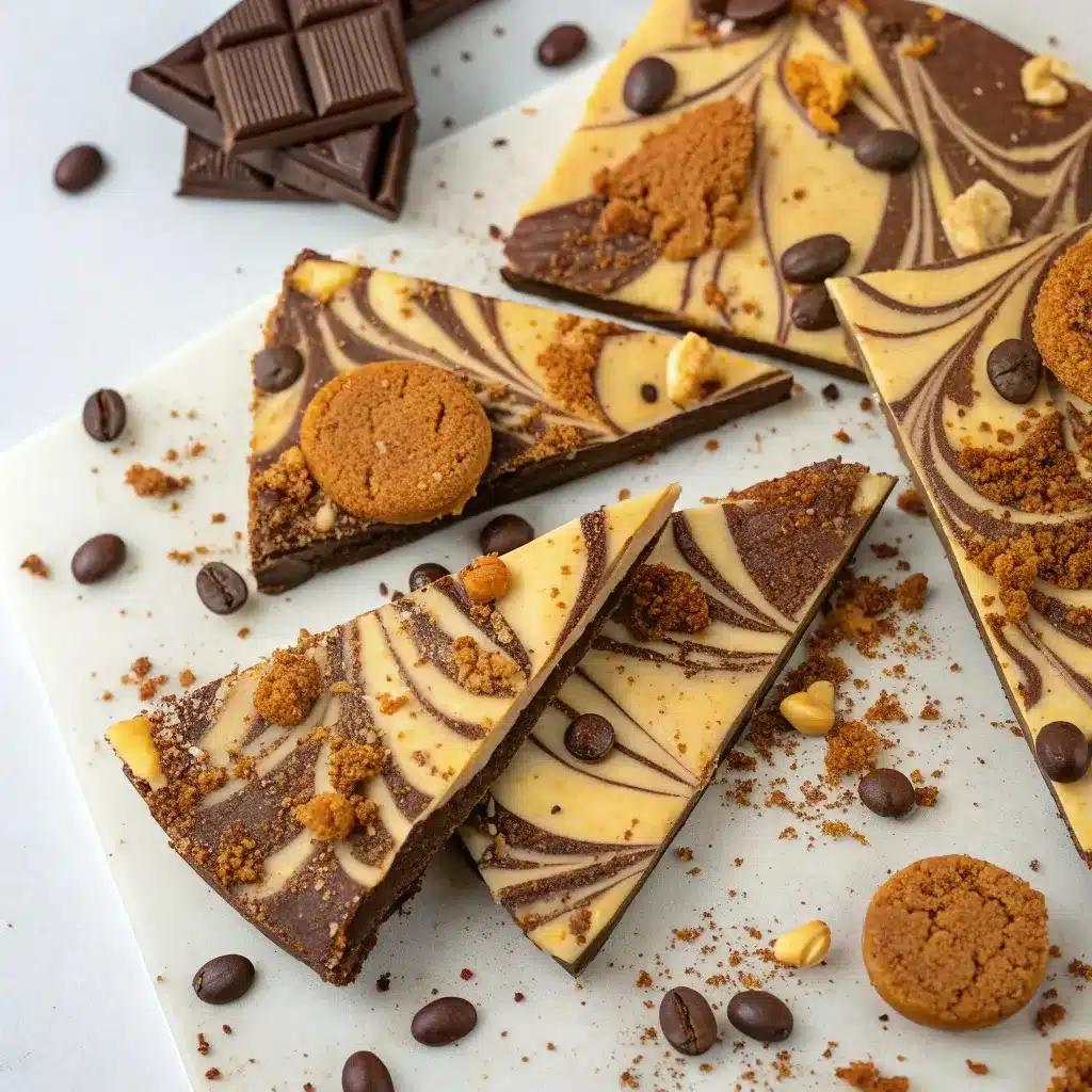 Pumpkin spice latte bark with white chocolate and drizzle