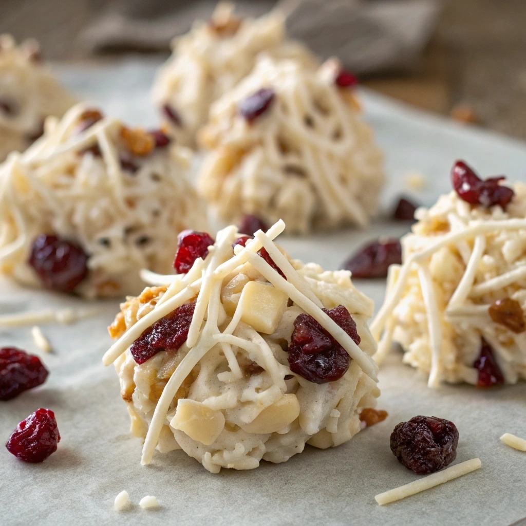 close-up of white chocolate haystacks texture