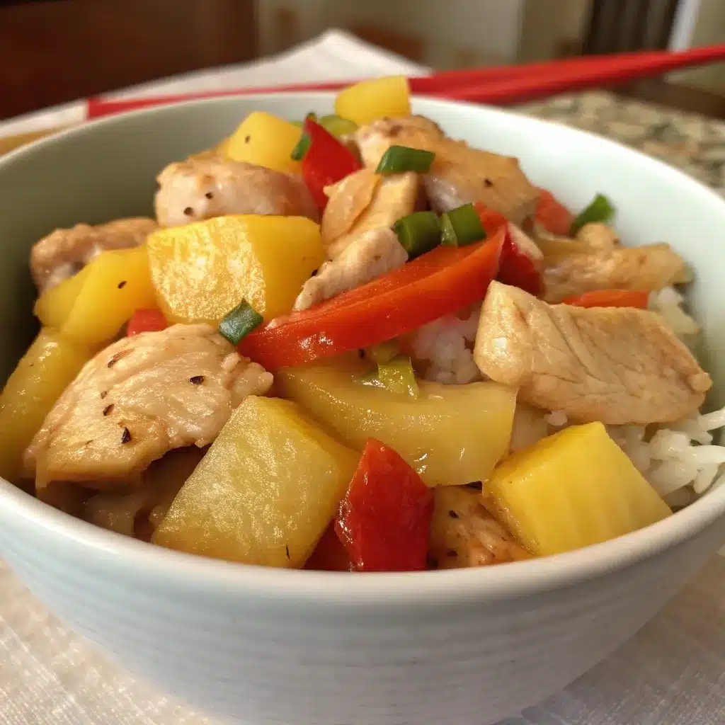 Easy 5-ingredient dump and go Hawaiian crockpot chicken