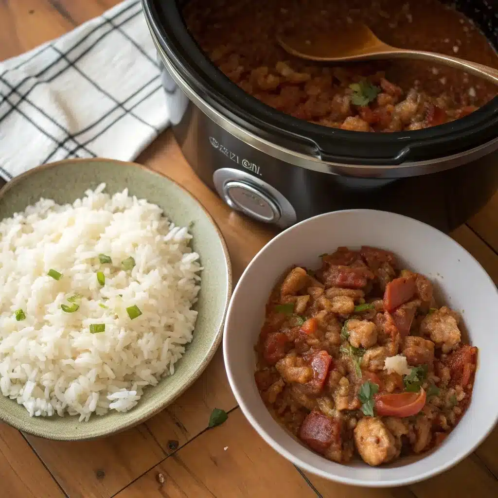 Serving Slow Cooker Jambalaya With or Without Rice