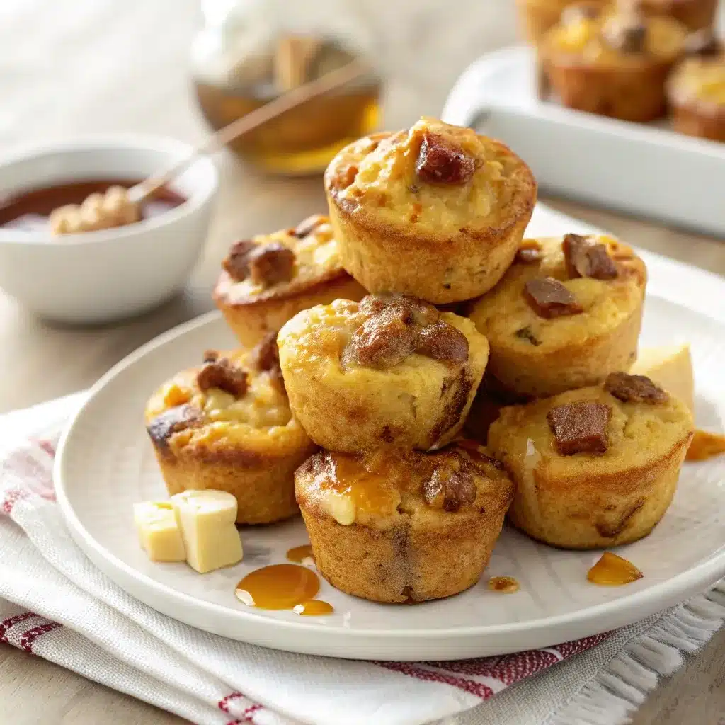 A plate piled high with golden-brown High Protein McGriddle Bites, drizzled with maple syrup.