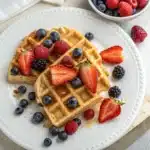 High protein waffle breakfast with berries.