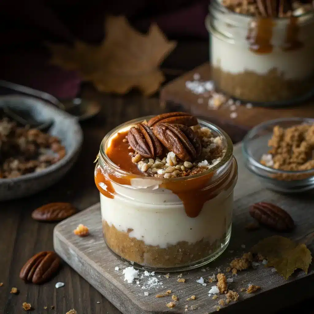 Salted Caramel Pecan Cottage Cheese Cheesecake Jar.