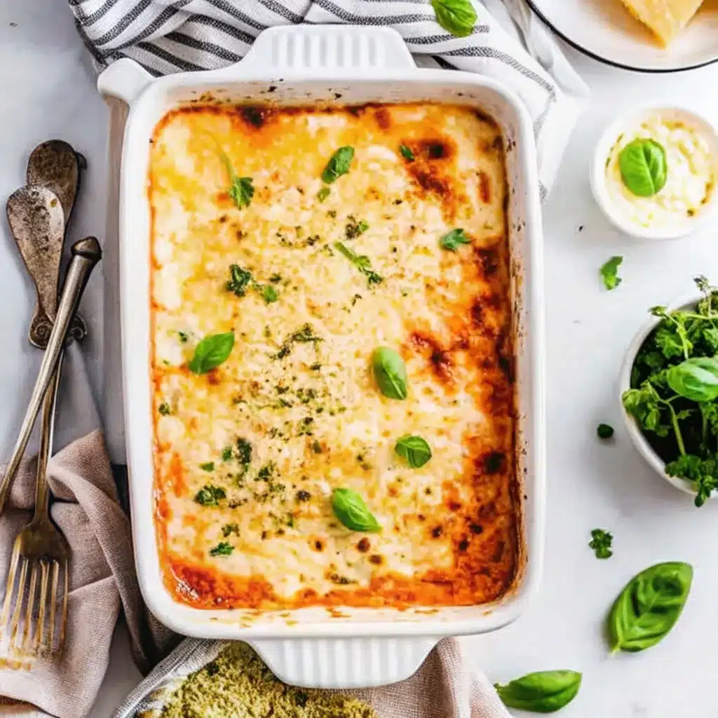 A serving of lazy lasagna in a white large bowl ready to eat