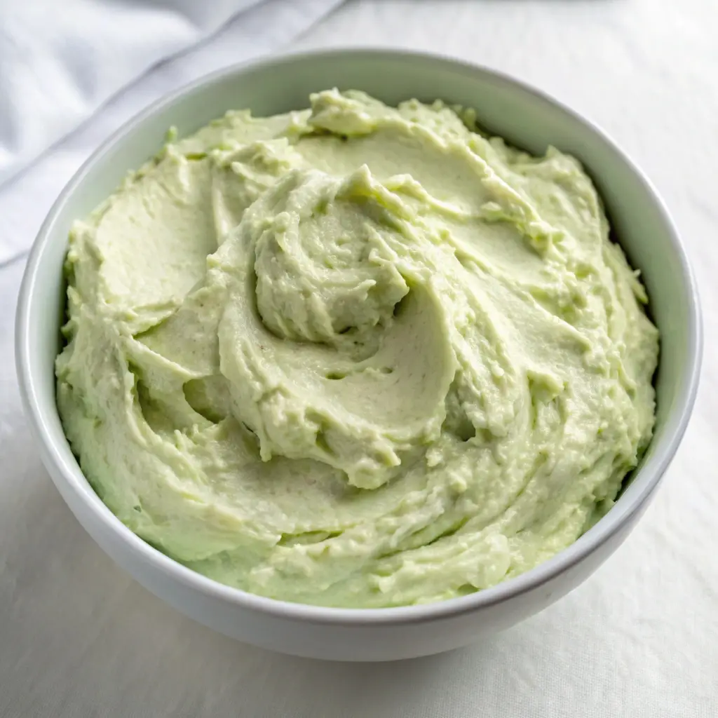 Whipped avocado and cottage cheese mixture.