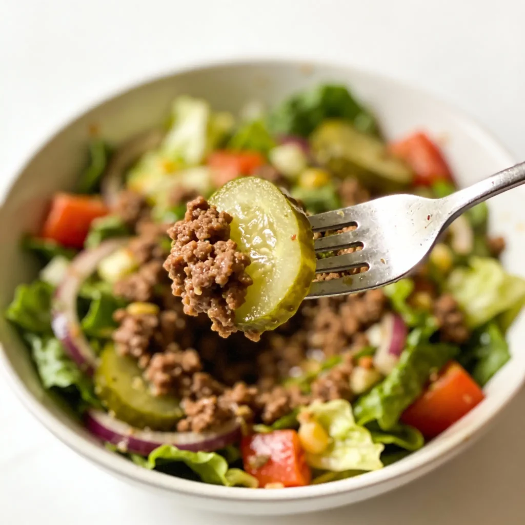 Eating the best high protein big mac salad recipe.