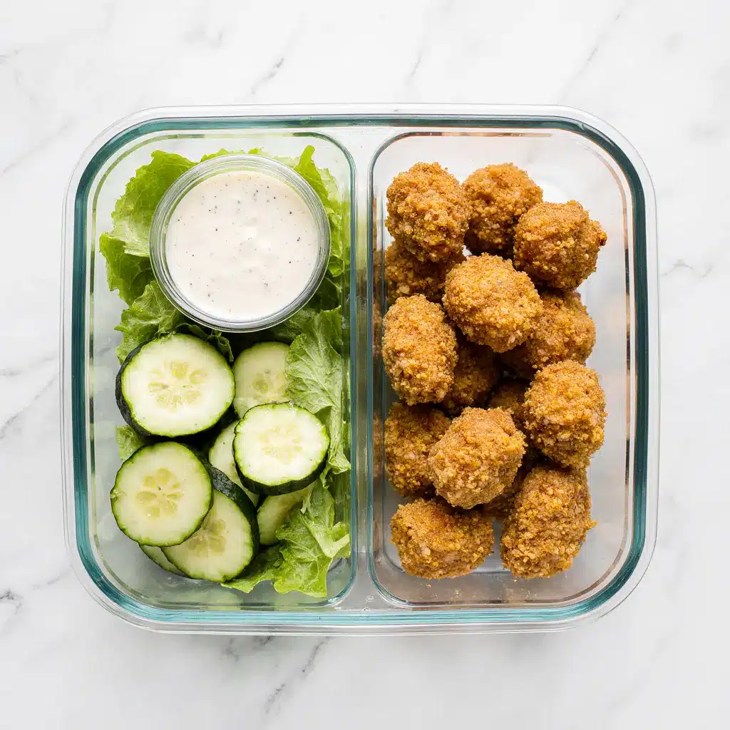 Spicy chicken salad packed in a meal prep container with ingredients separated.