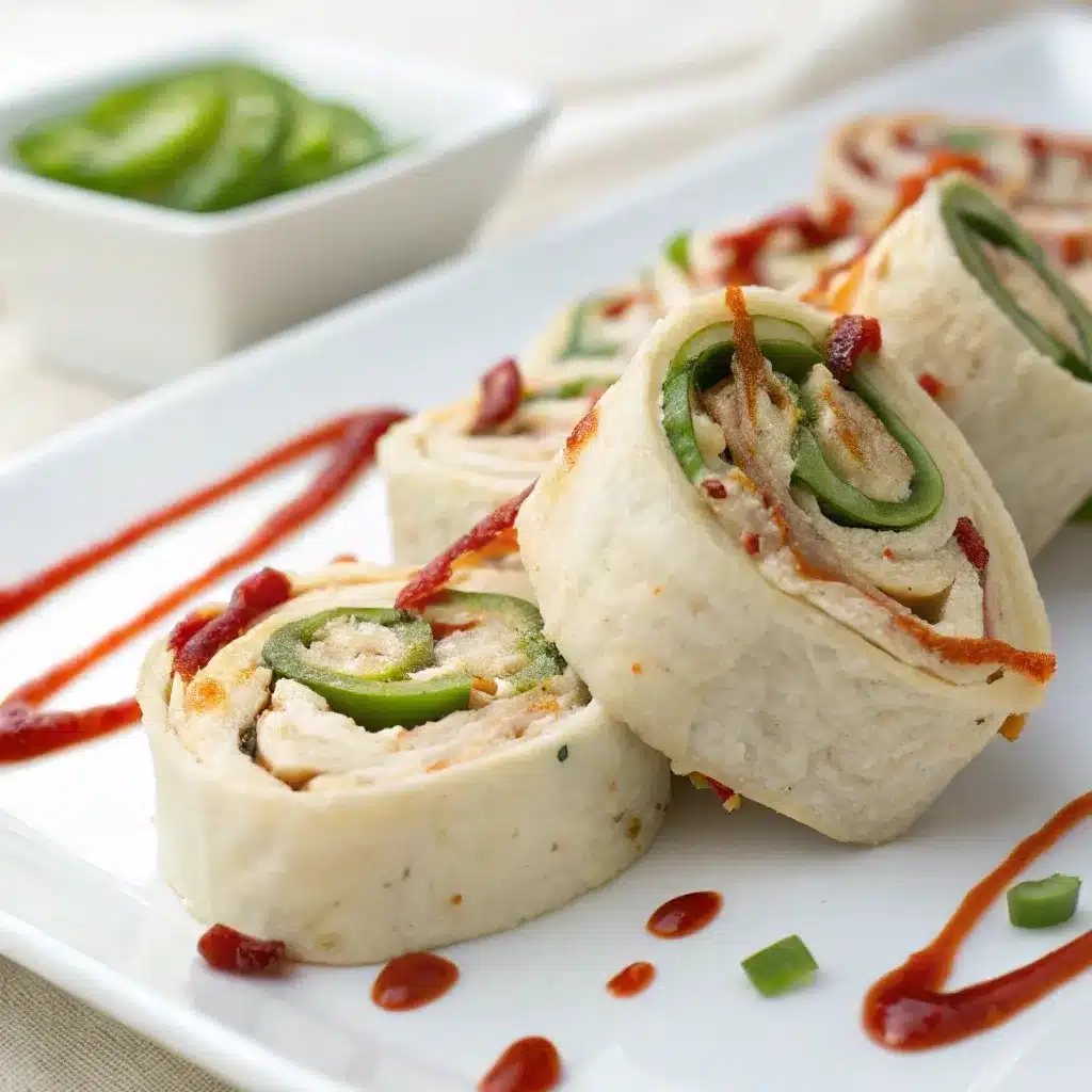 Chicken bacon ranch pinwheel with jalapeños and sriracha.