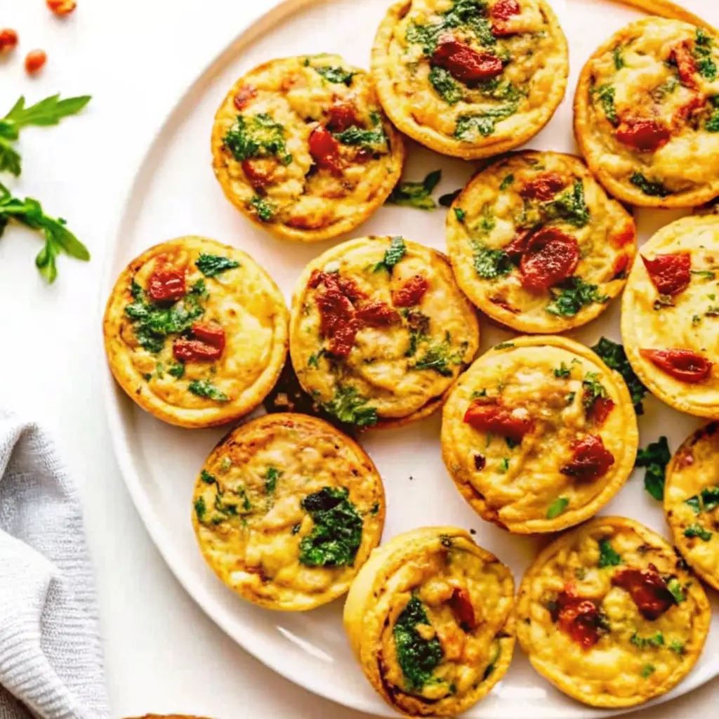 Finished high protein egg bites sitting on a clean surface.