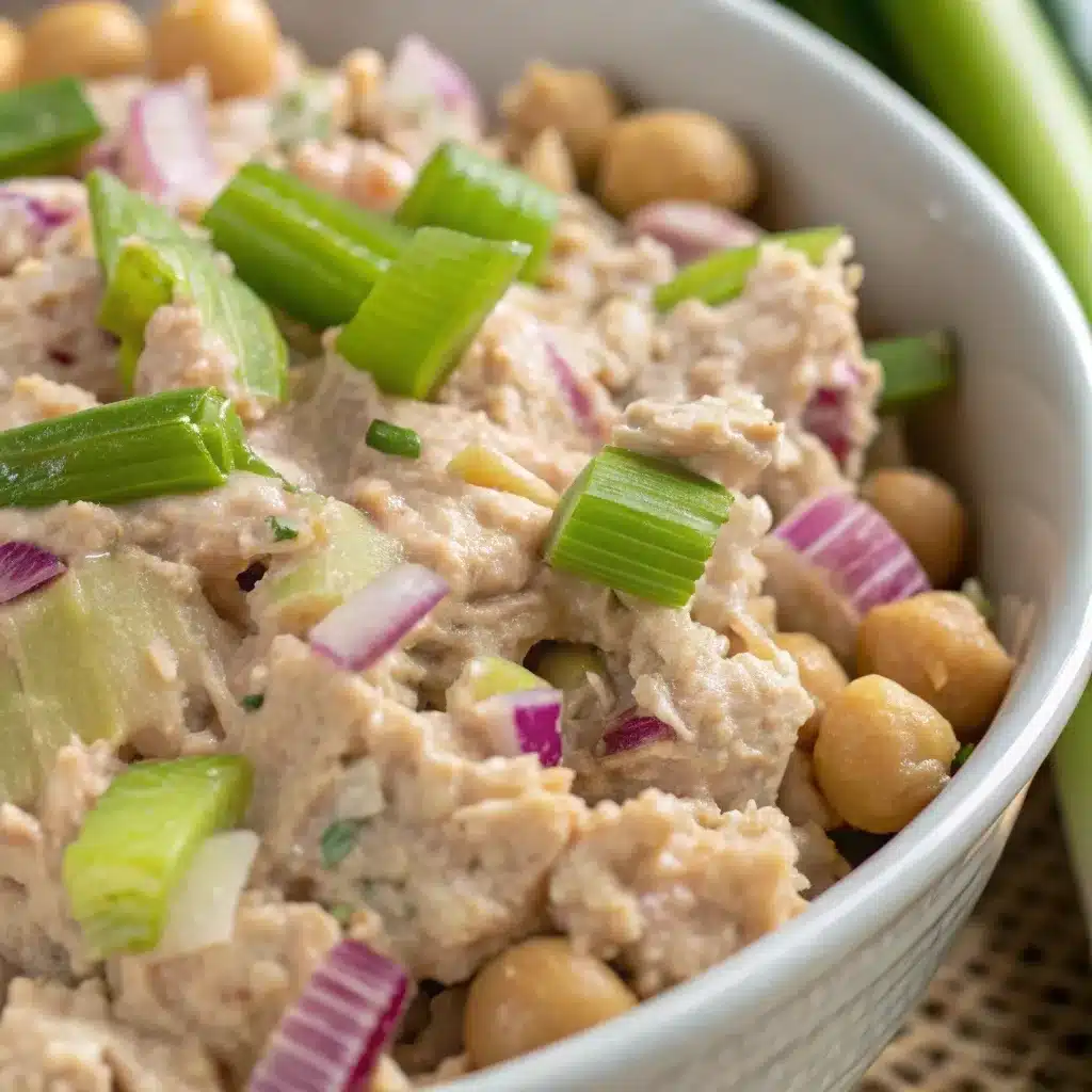 Vegetarian grinder salad made with smashed chickpeas.