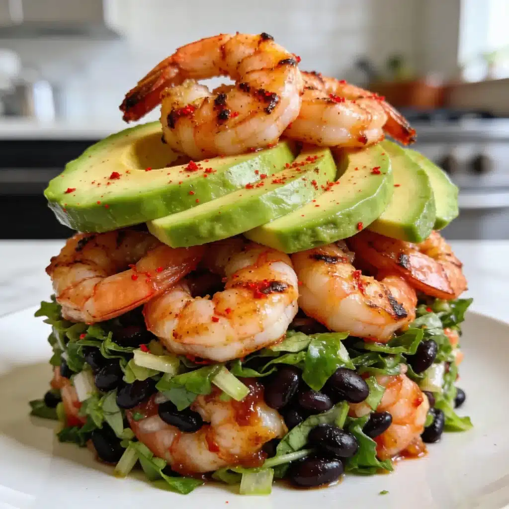 Grilled shrimp version of the high protein bbq chicken chopped salad.