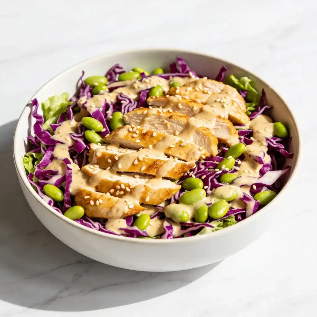 The complete high protein sesame ginger chicken salad ready to eat.
