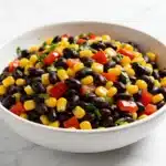 The complete High Protein Southwestern Black Bean Salad ready to eat.