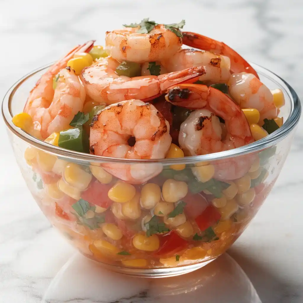 A seafood variation of the cowboy caviar salad featuring grilled shrimp.