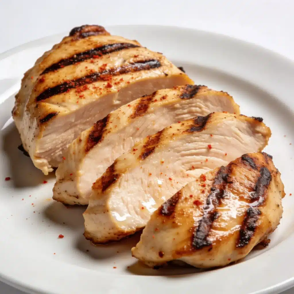 Sliced grilled chicken breast with char marks for easy bbq chicken salad meal prep.