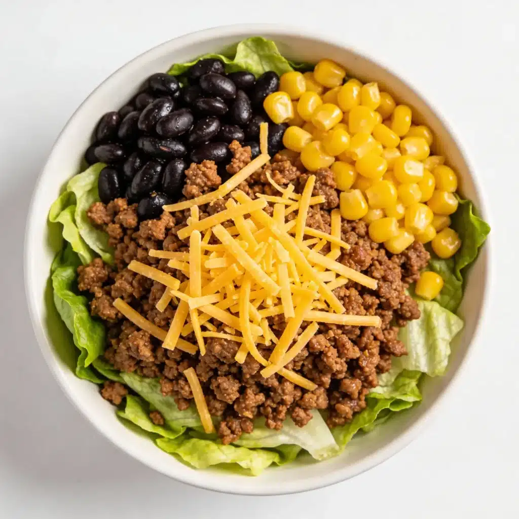 Southwest taco salad made with lean ground beef.