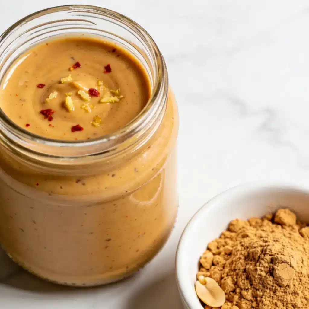 A creamy peanut dressing made with powdered peanut butter and Greek yogurt.