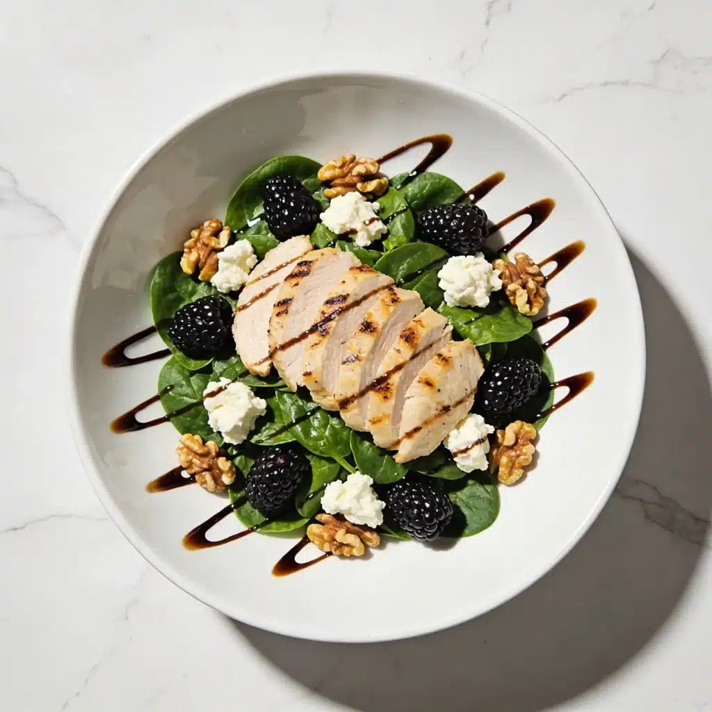 A large portion of blackberry and goat cheese salad illustrating volume eating and antioxidant fuel.