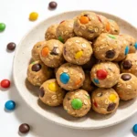 No bake monster cookies resting neatly on a serving platter.